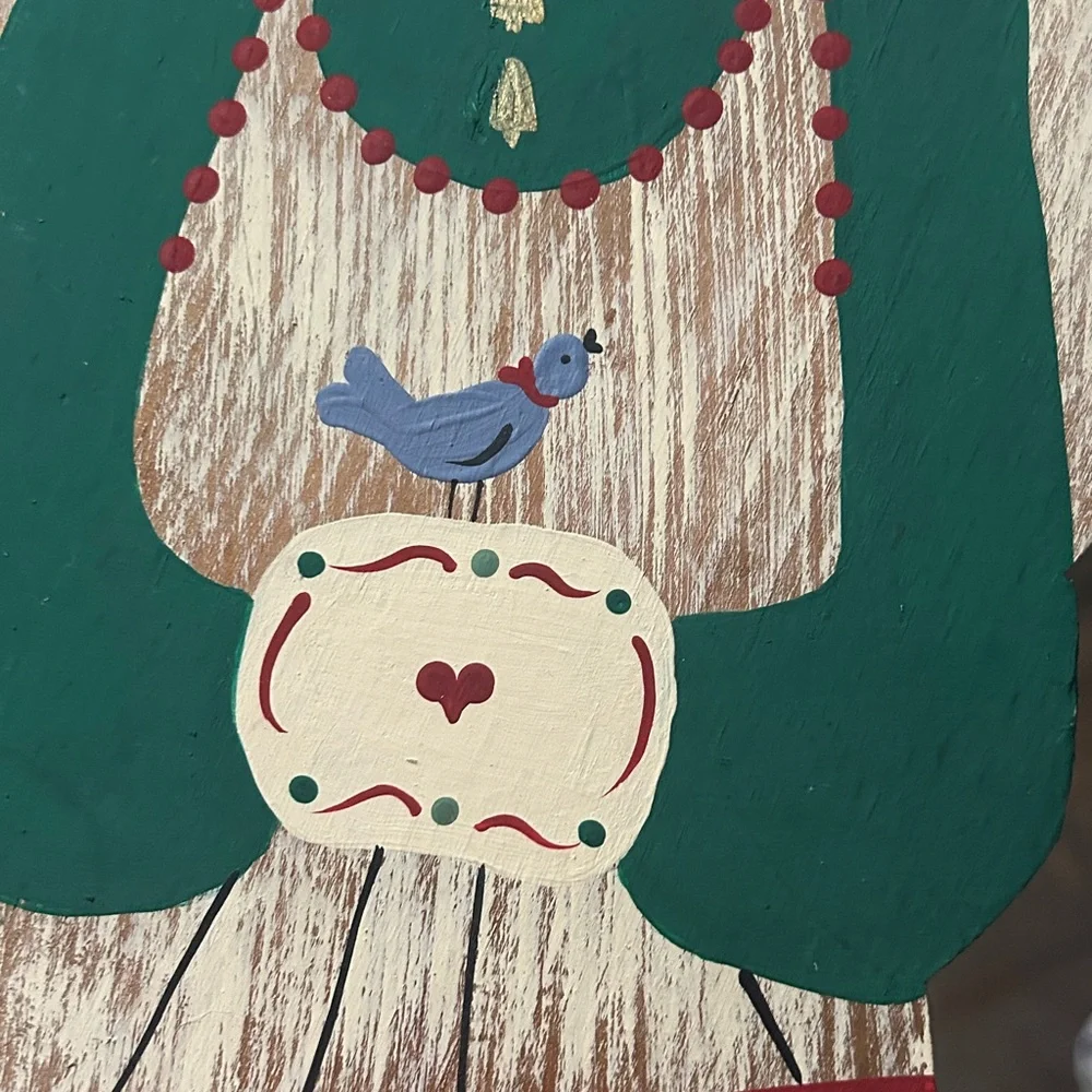 Holiday Hand Painted Wooded Welcome Sign Angel Folk Art 1999 Christmas Decor 23”